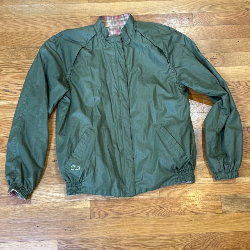 Lacoste Green Lightweight Jacket with Plaid Trim